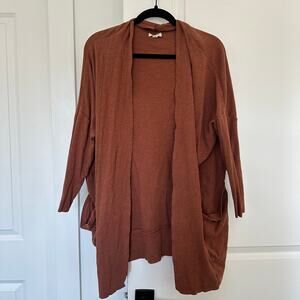 Pact (XS/S) Terracotta Airplane Cardigan Loose Fit Organic Cotton Open Cardigan